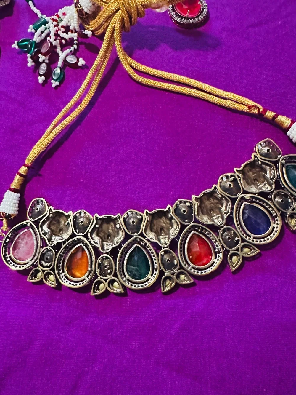 Multicolor Kundan and Moissanite Stone Teardrop Sabyasachi-brand-inspired set